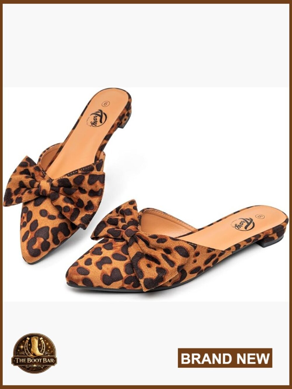 Black Bow Pointed Toe Mules Slip On Flats Cushioned Comfort